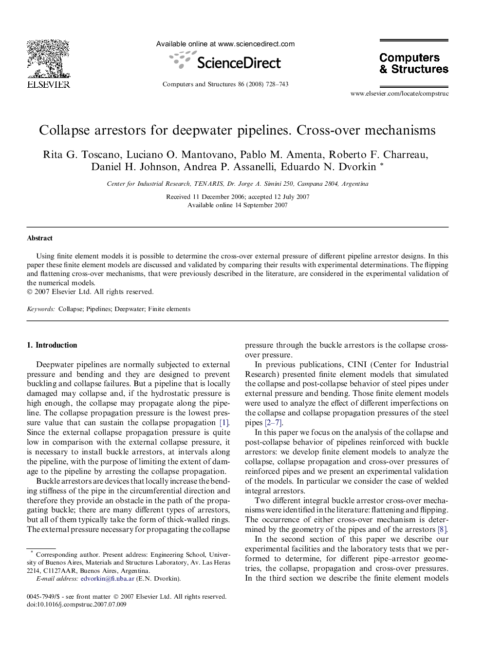 Collapse arrestors for deepwater pipelines. Cross-over mechanisms