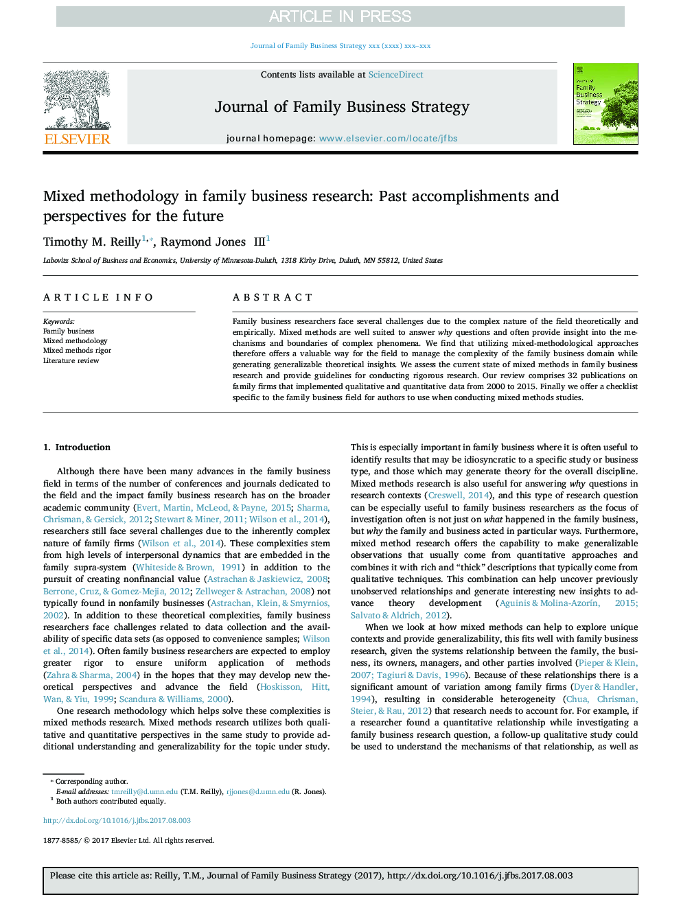 Mixed methodology in family business research: Past accomplishments and perspectives for the future