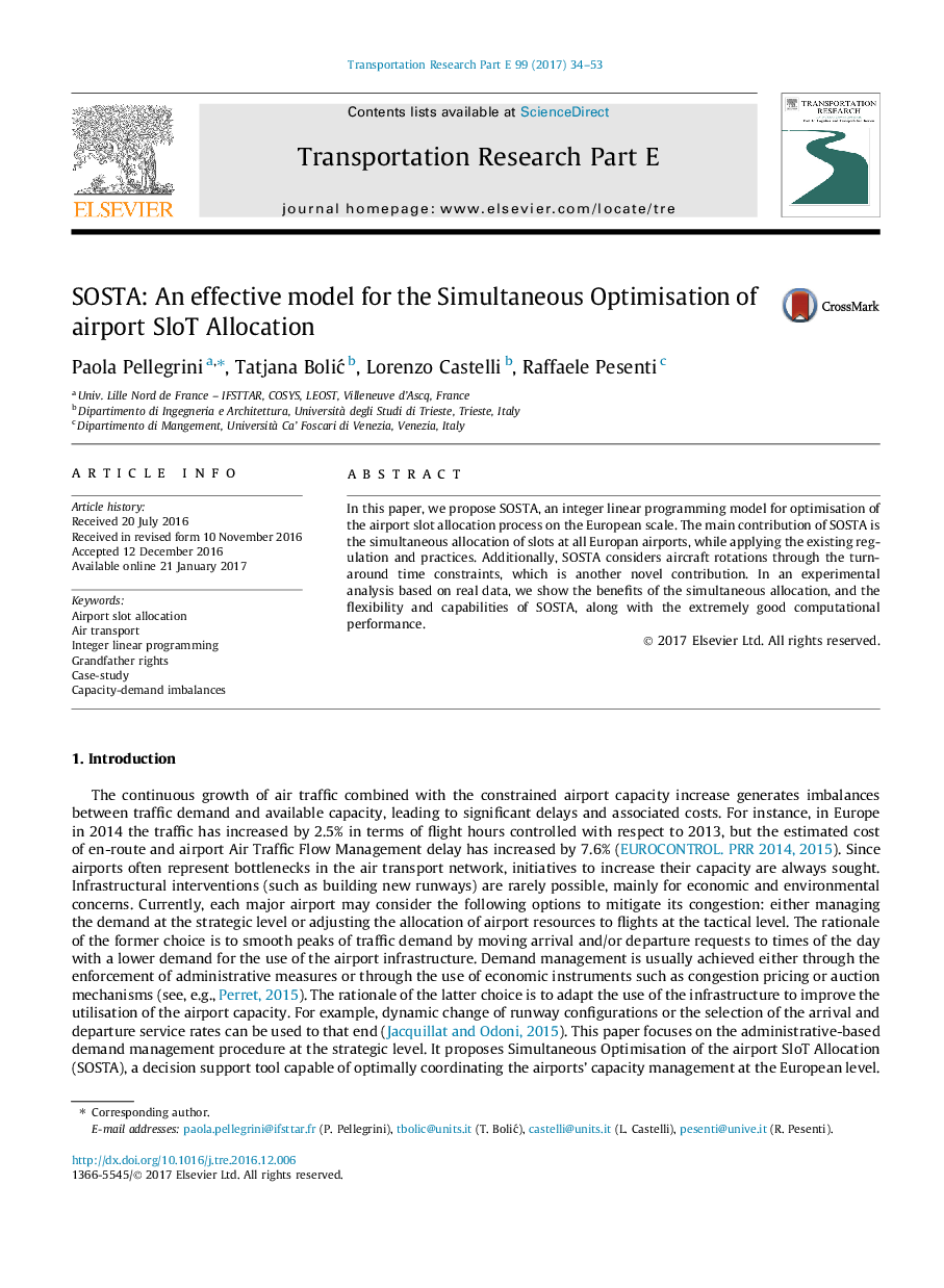 SOSTA: An effective model for the Simultaneous Optimisation of airport SloT Allocation