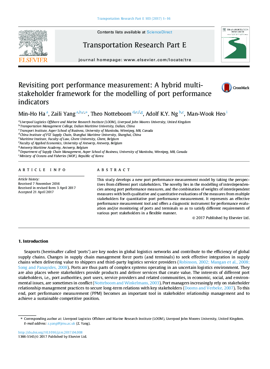 Revisiting port performance measurement: A hybrid multi-stakeholder framework for the modelling of port performance indicators