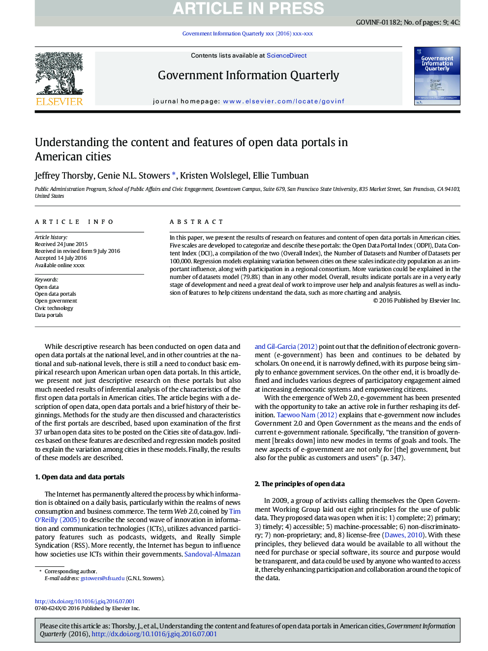 Understanding the content and features of open data portals in American cities