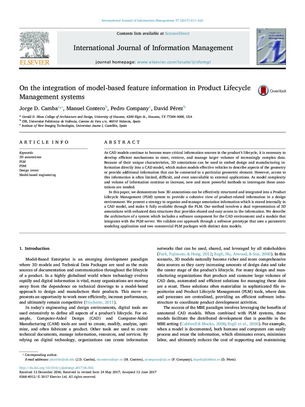 On the integration of model-based feature information in Product Lifecycle Management systems