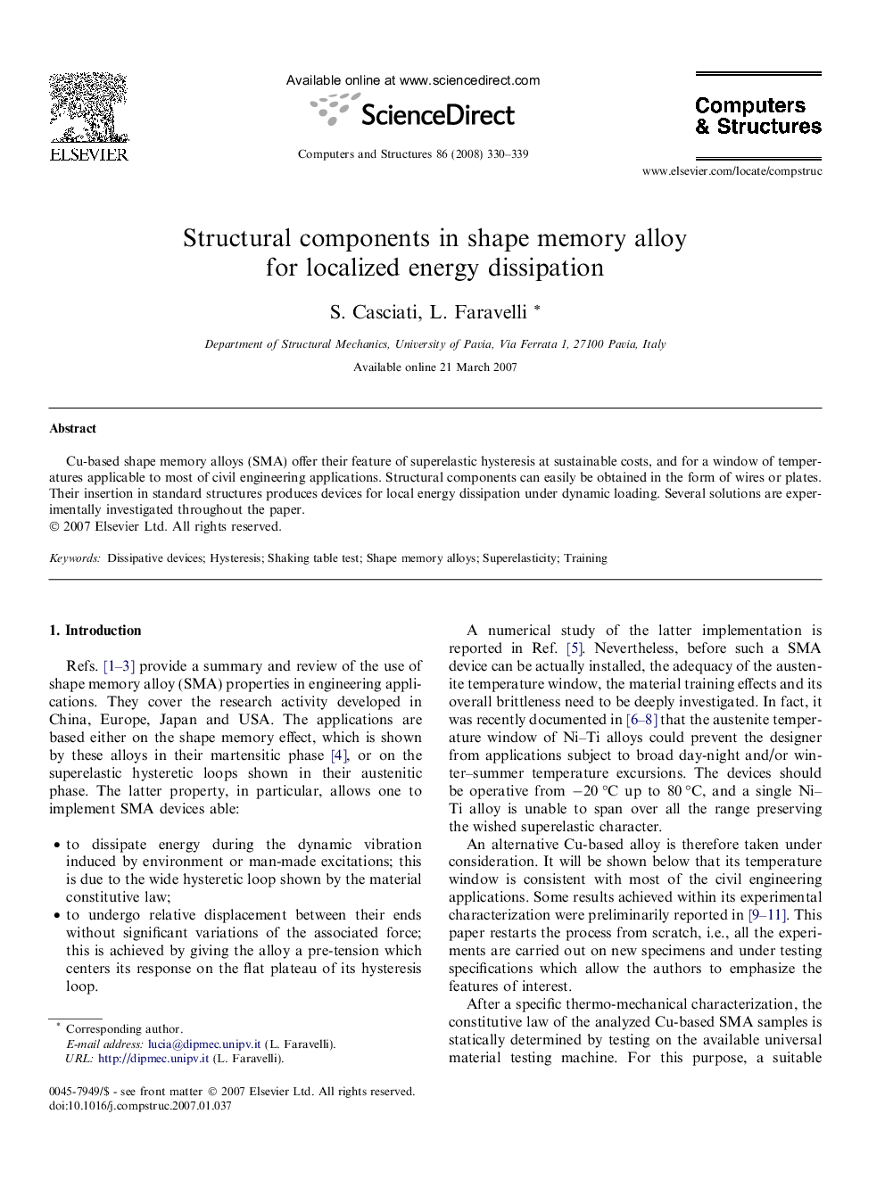 Structural components in shape memory alloy for localized energy dissipation