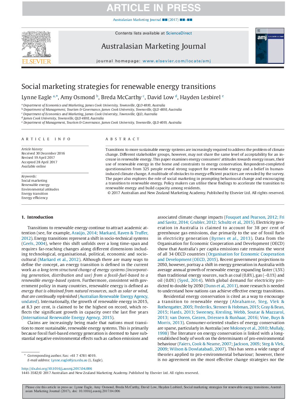 Social marketing strategies for renewable energy transitions