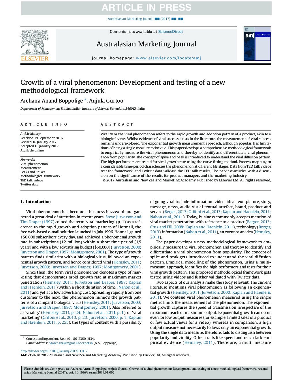 Growth of a viral phenomenon: Development and testing of a new methodological framework