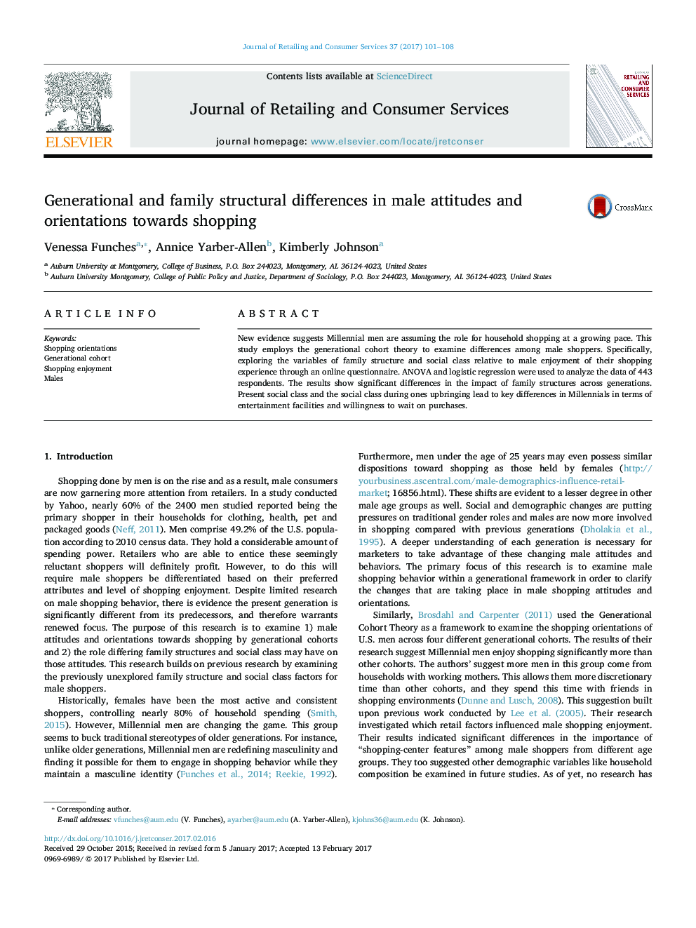 Generational and family structural differences in male attitudes and orientations towards shopping