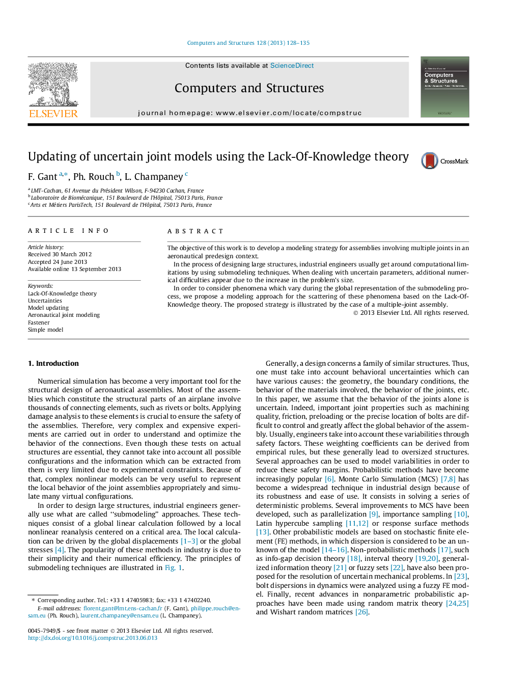 Updating of uncertain joint models using the Lack-Of-Knowledge theory