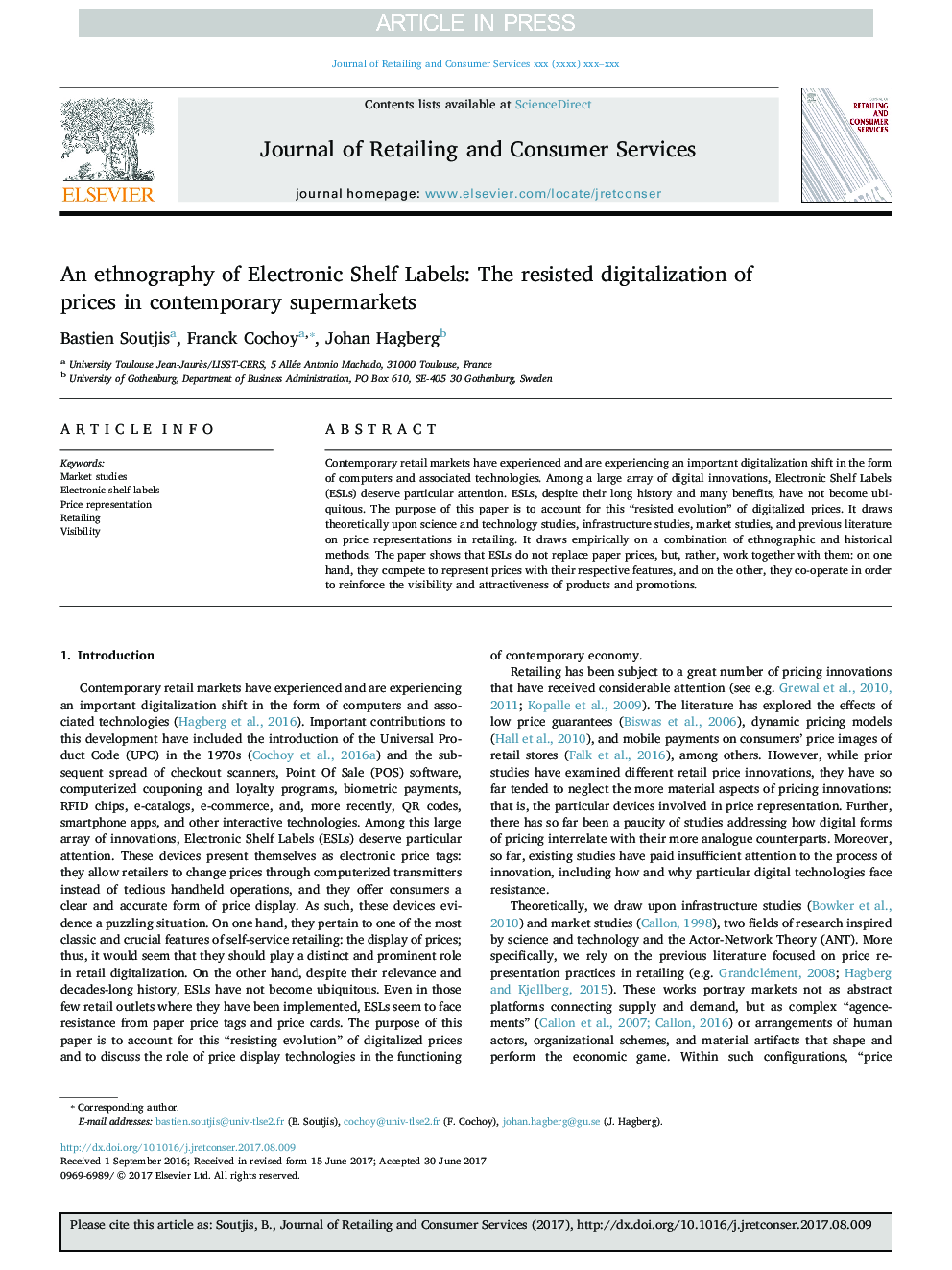 An ethnography of Electronic Shelf Labels: The resisted digitalization of prices in contemporary supermarkets