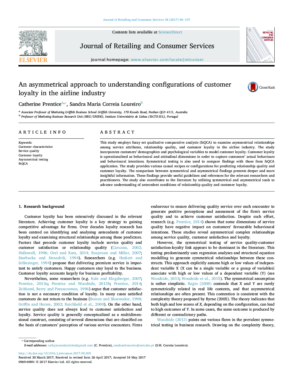 An asymmetrical approach to understanding configurations of customer loyalty in the airline industry