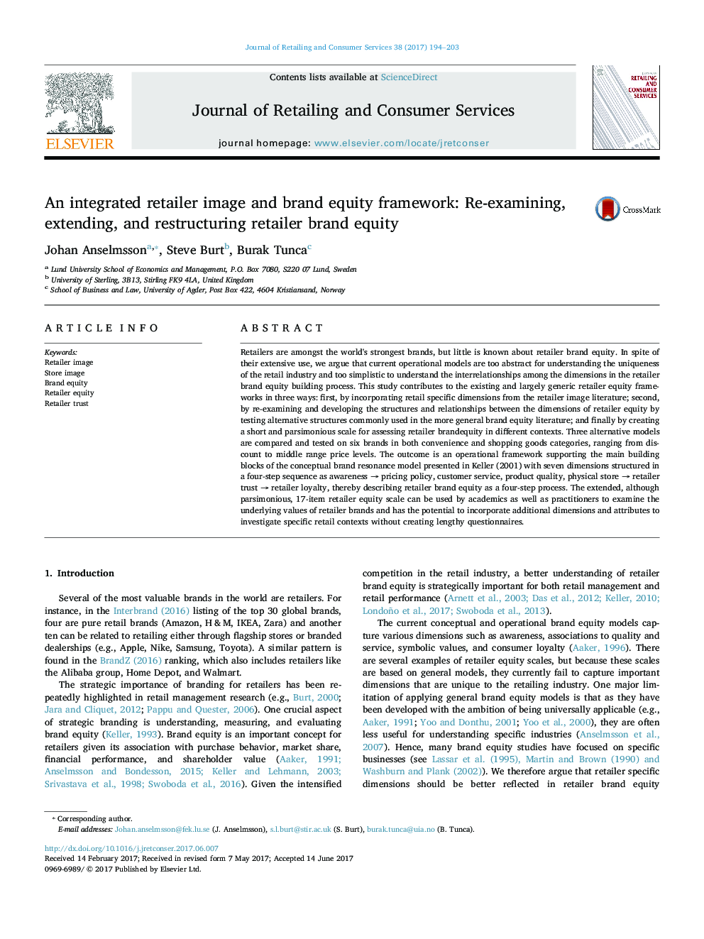 An integrated retailer image and brand equity framework: Re-examining, extending, and restructuring retailer brand equity