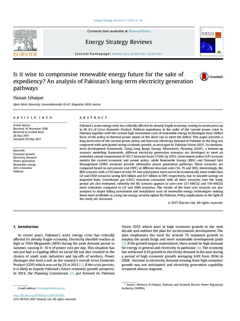 Is it wise to compromise renewable energy future for the sake of expediency? An analysis of Pakistan's long-term electricity generation pathways