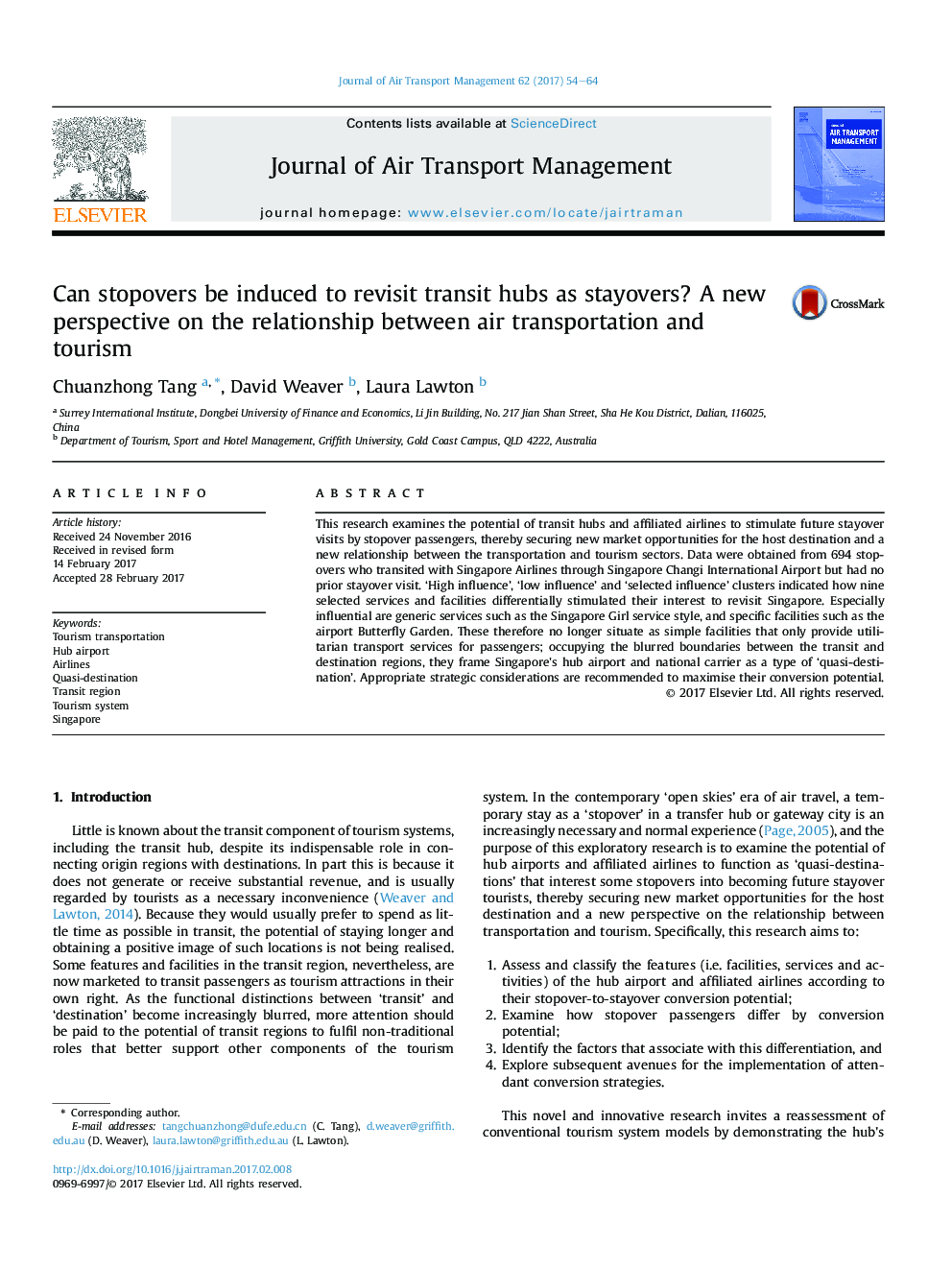 Can stopovers be induced to revisit transit hubs as stayovers? A new perspective on the relationship between air transportation and tourism