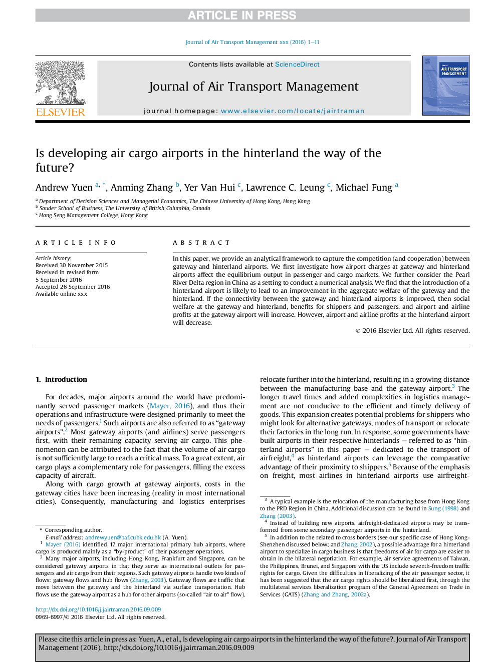 Is developing air cargo airports in the hinterland the way of the future?