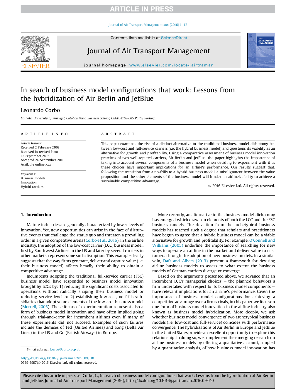 In search of business model configurations that work: Lessons from the hybridization of Air Berlin and JetBlue