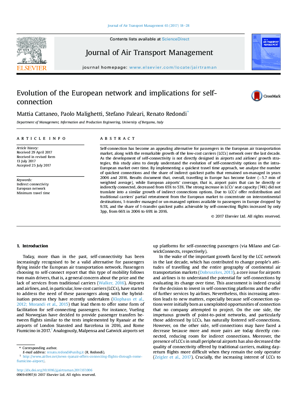 Evolution of the European network and implications for self-connection