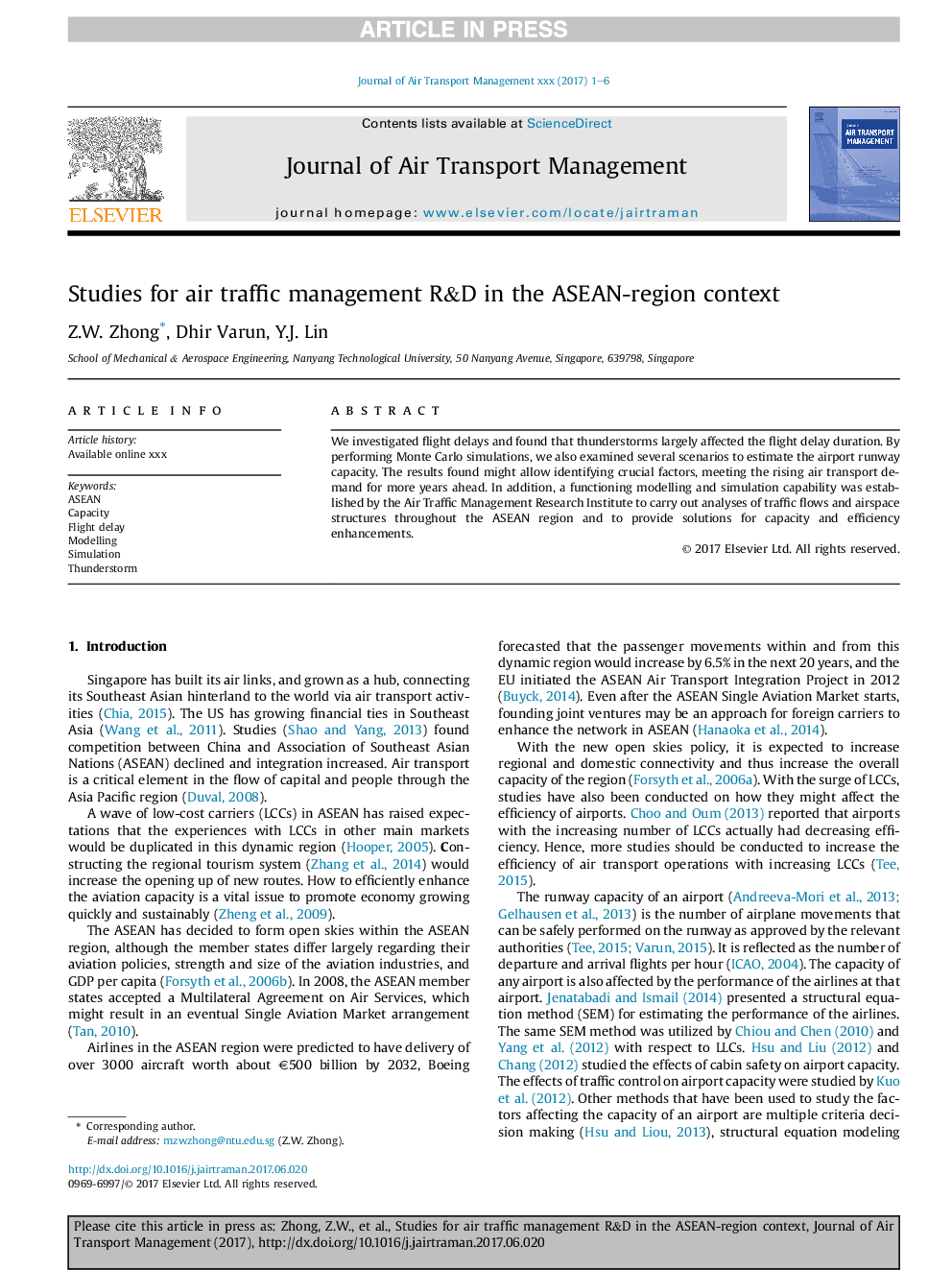 Studies for air traffic management R&D in the ASEAN-region context