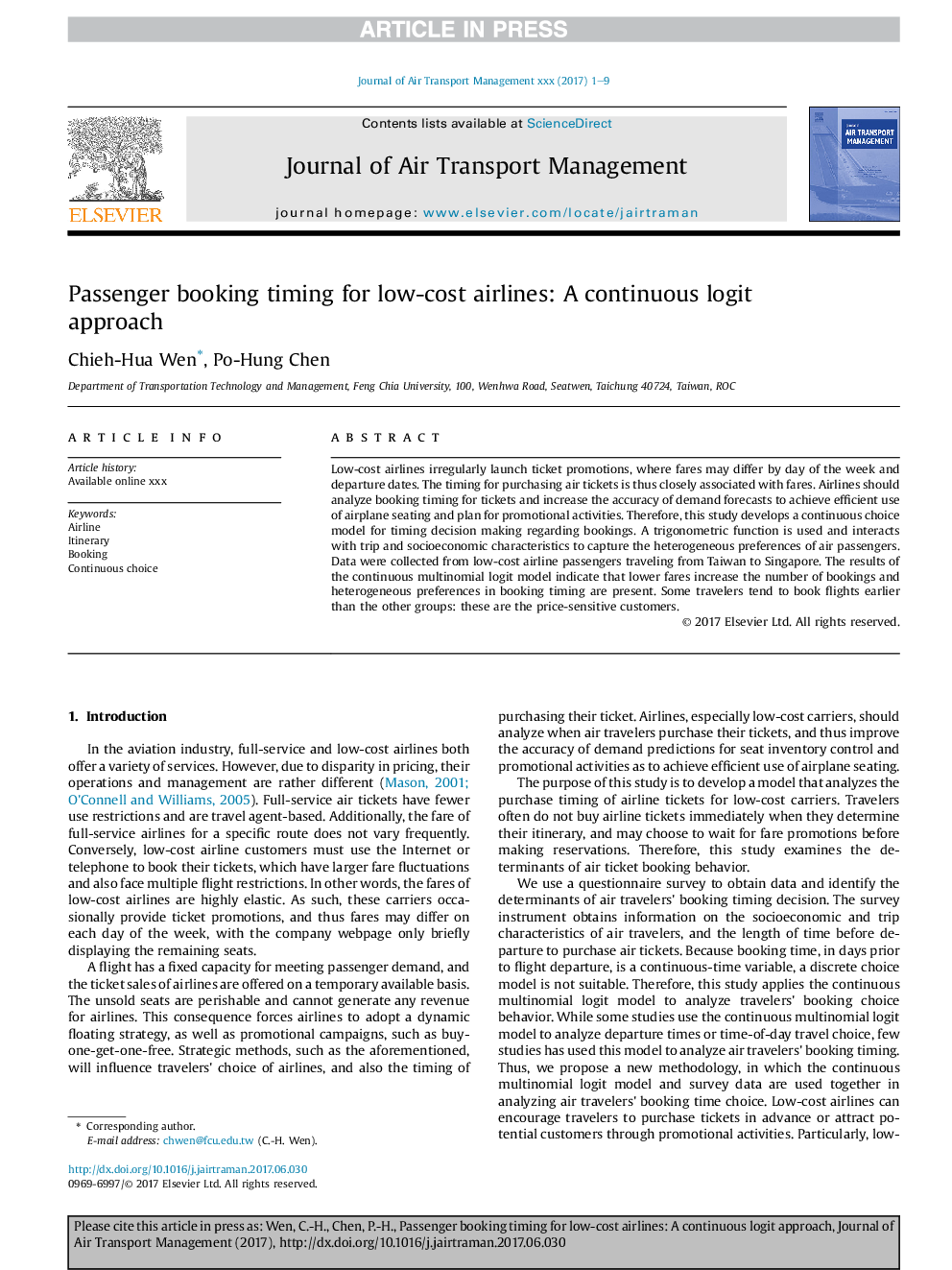 Passenger booking timing for low-cost airlines: A continuous logit approach