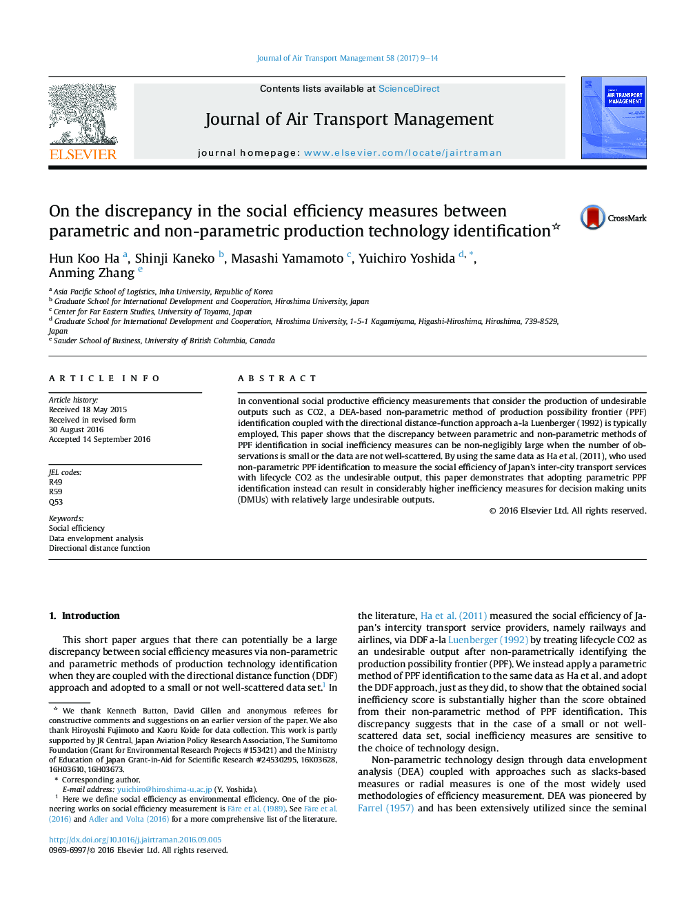 On the discrepancy in the social efficiency measures between parametric and non-parametric production technology identification