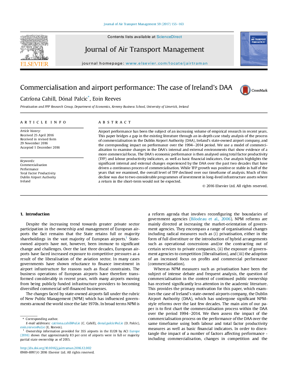 Commercialisation and airport performance: The case of Ireland's DAA