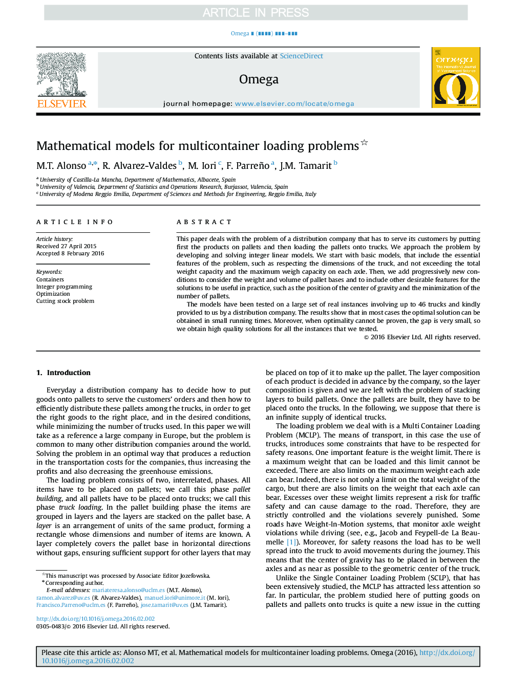 Mathematical models for multicontainer loading problems