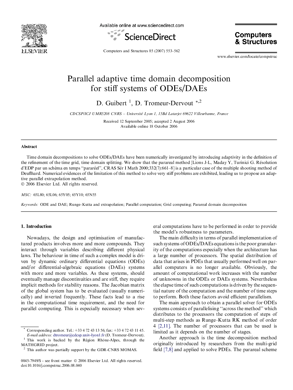 Parallel adaptive time domain decomposition for stiff systems of ODEs/DAEs