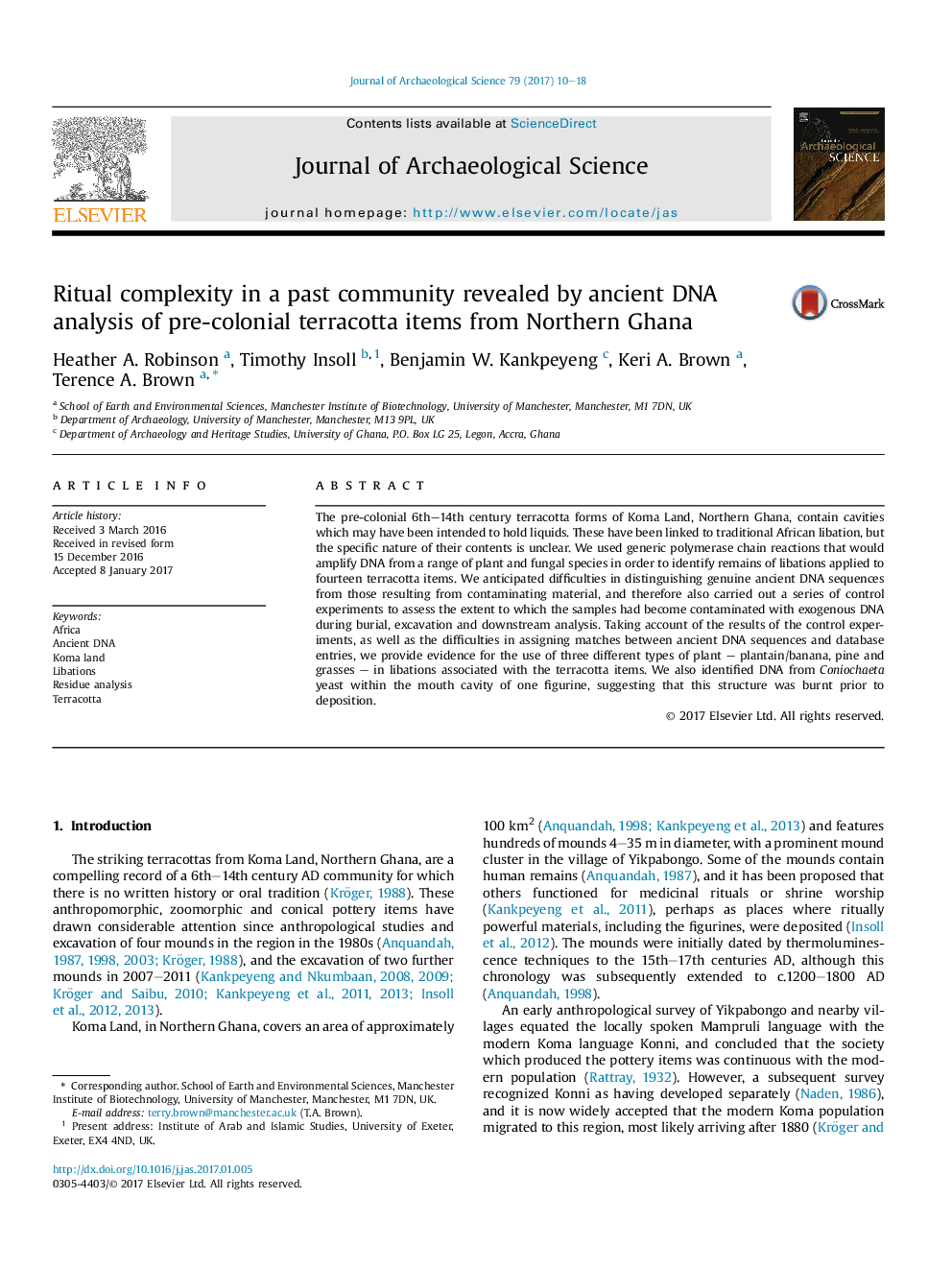 Ritual complexity in a past community revealed by ancient DNA analysis of pre-colonial terracotta items from Northern Ghana