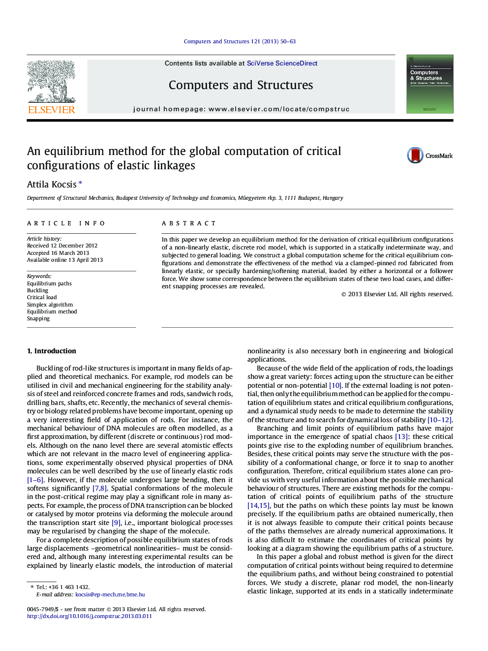 An equilibrium method for the global computation of critical configurations of elastic linkages