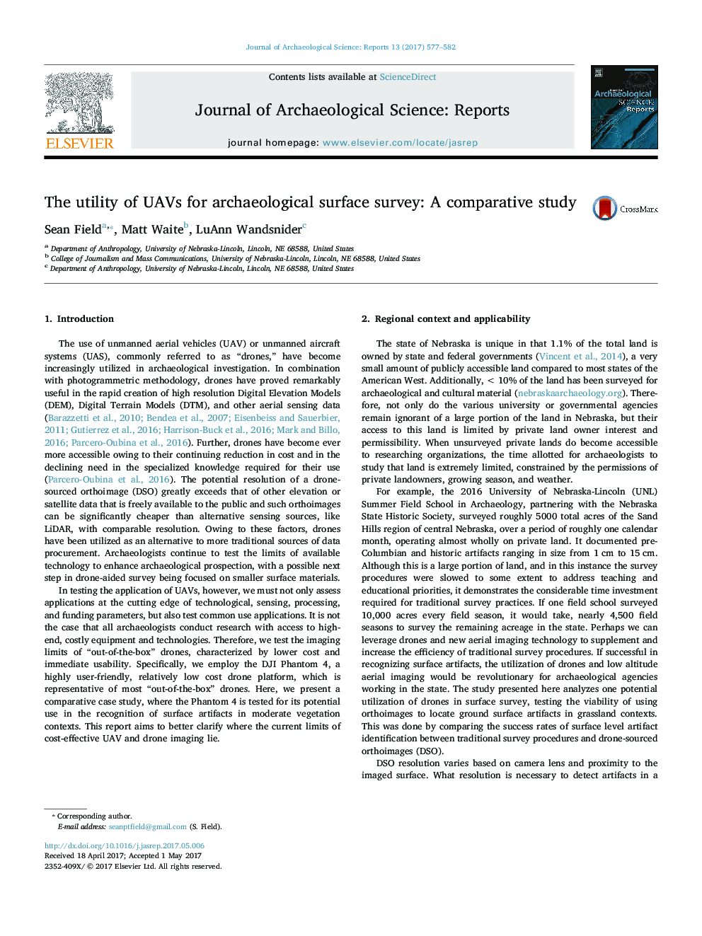 The utility of UAVs for archaeological surface survey: A comparative study