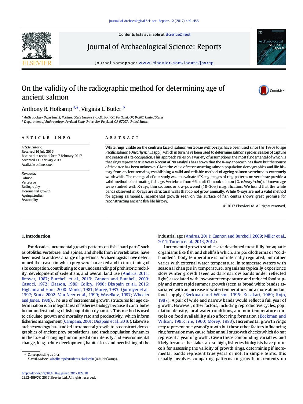 On the validity of the radiographic method for determining age of ancient salmon