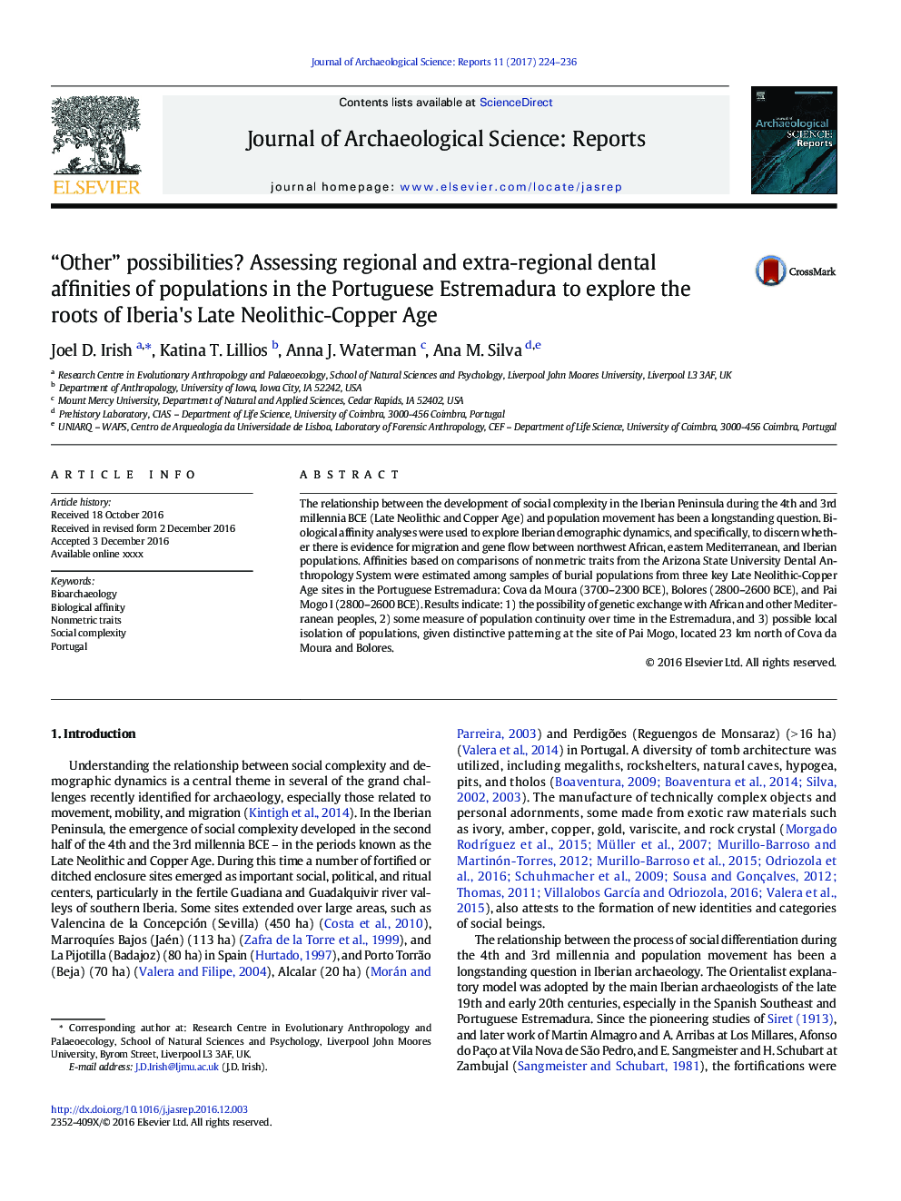 “Other” possibilities? Assessing regional and extra-regional dental affinities of populations in the Portuguese Estremadura to explore the roots of Iberia's Late Neolithic-Copper Age
