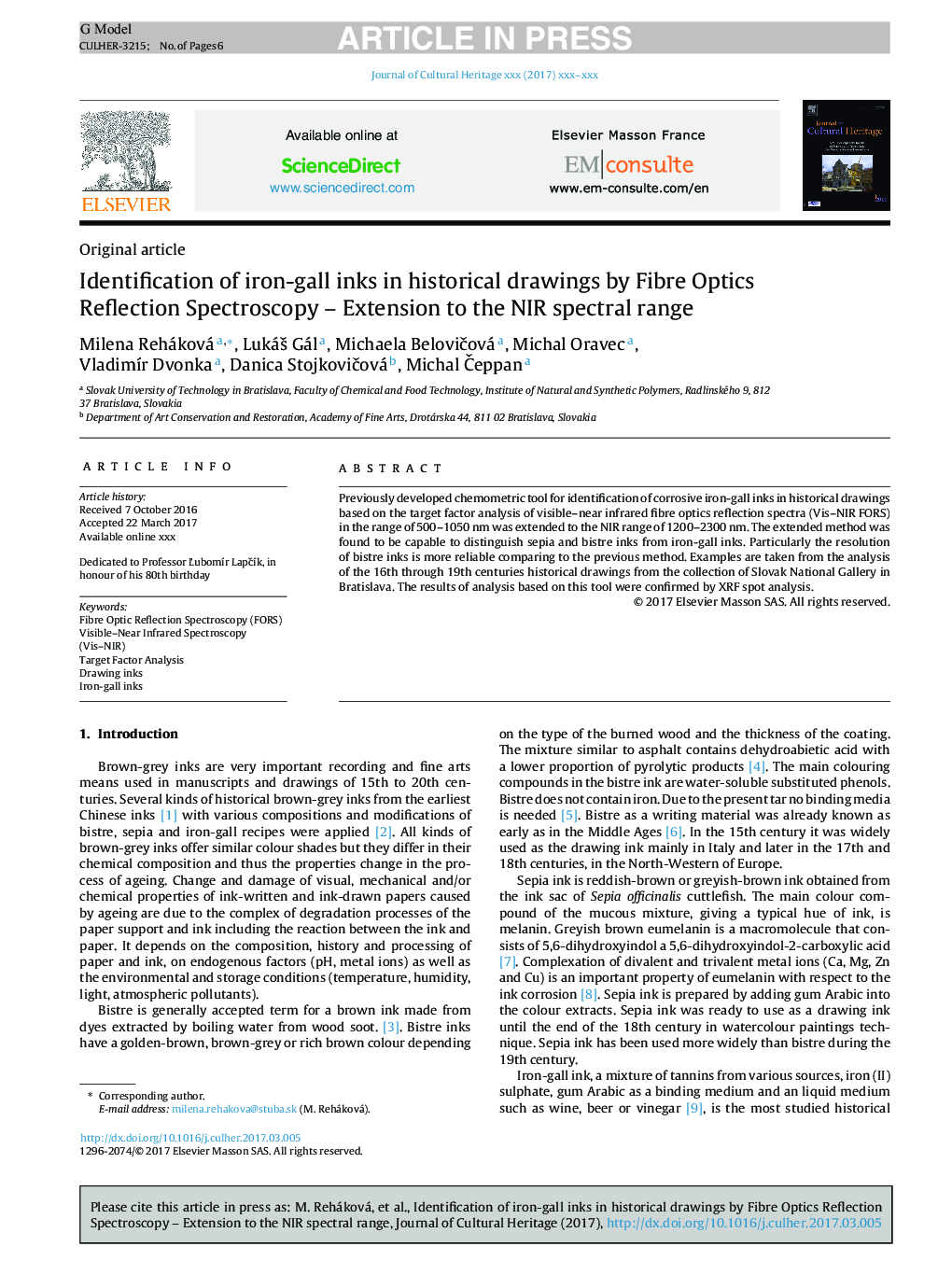 Identification of iron-gall inks in historical drawings by Fibre Optics Reflection Spectroscopy - Extension to the NIR spectral range