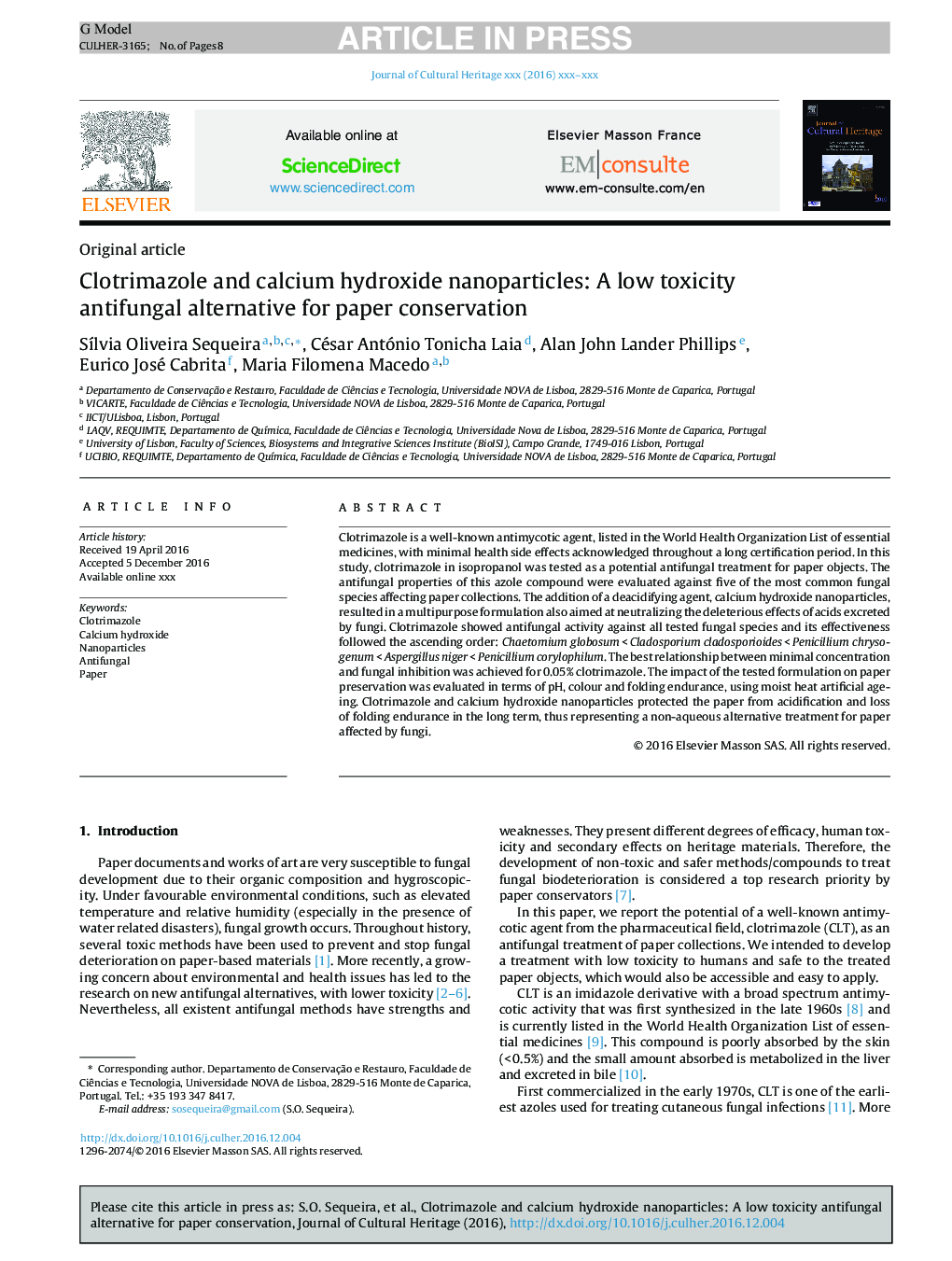 کلوتریمازول و نانوذرات هیدروکسید کلسیم: جایگزین ضد قارچی کم سمیت برای حفاظت کاغذ 