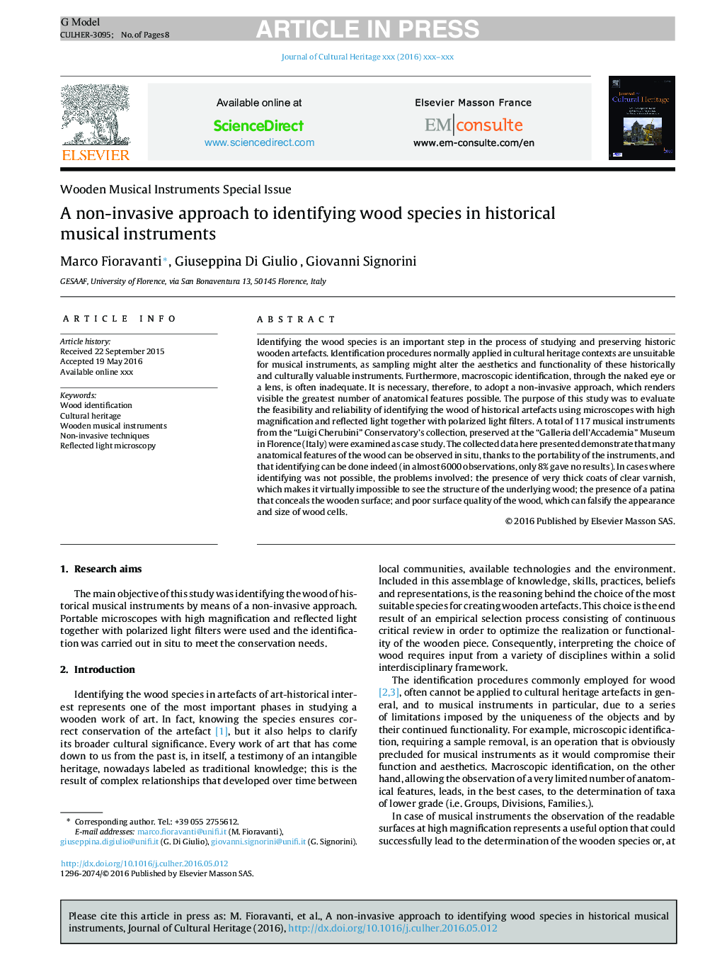 A non-invasive approach to identifying wood species in historical musical instruments