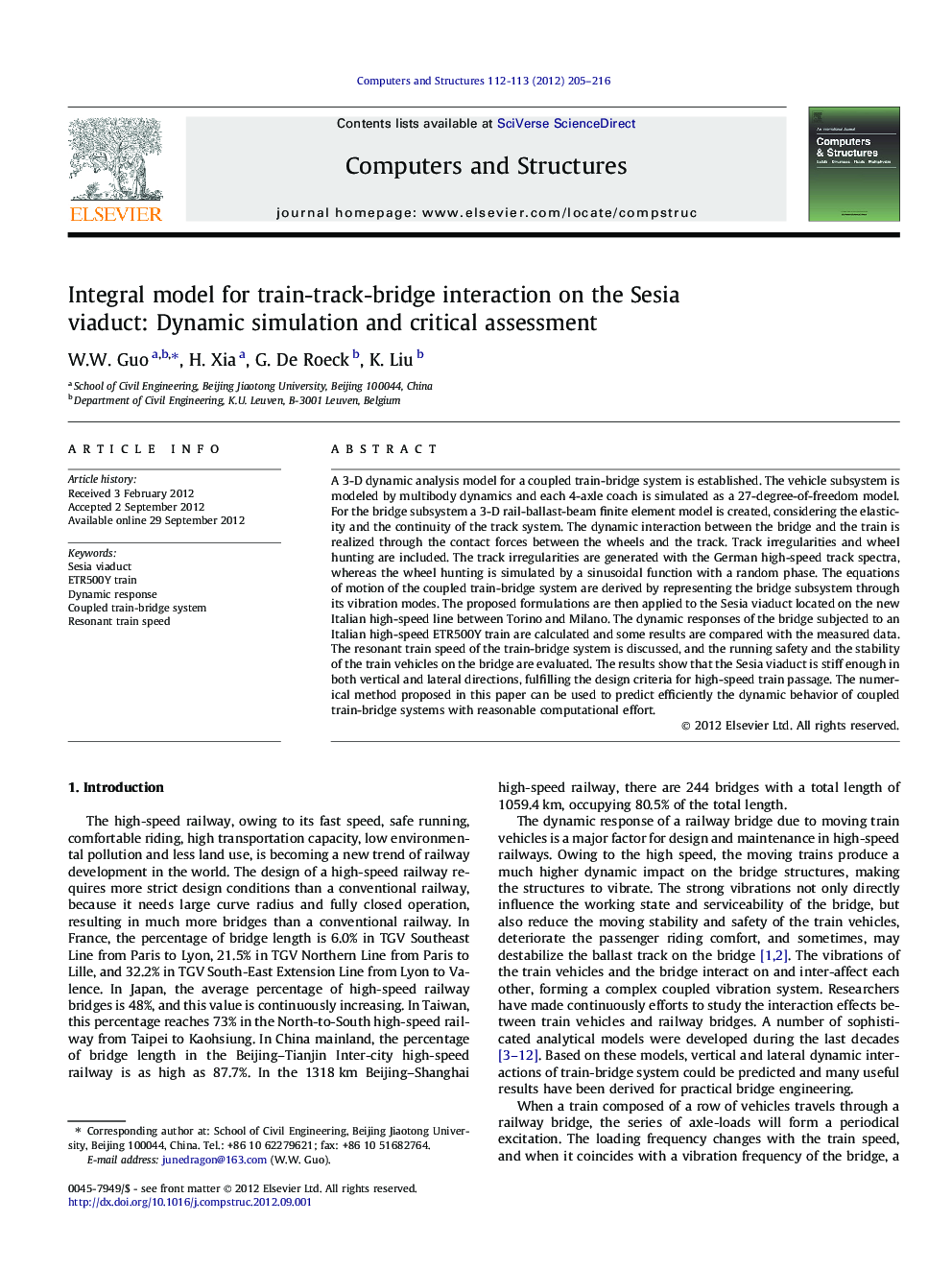 Integral model for train-track-bridge interaction on the Sesia viaduct: Dynamic simulation and critical assessment