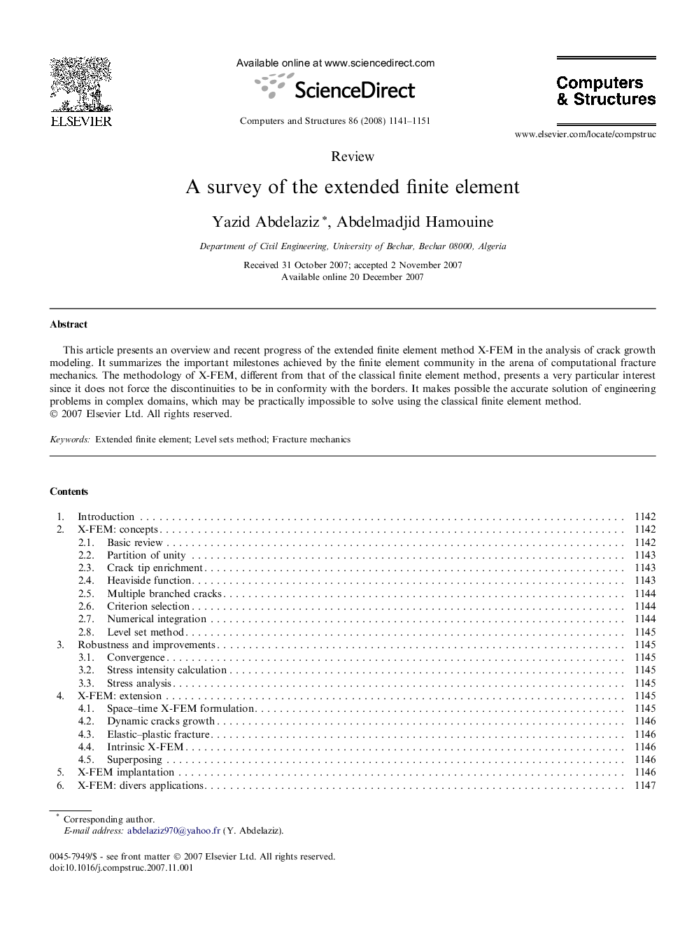 A survey of the extended finite element