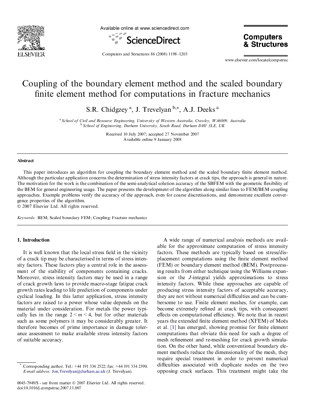 Coupling of the boundary element method and the scaled boundary finite element method for computations in fracture mechanics