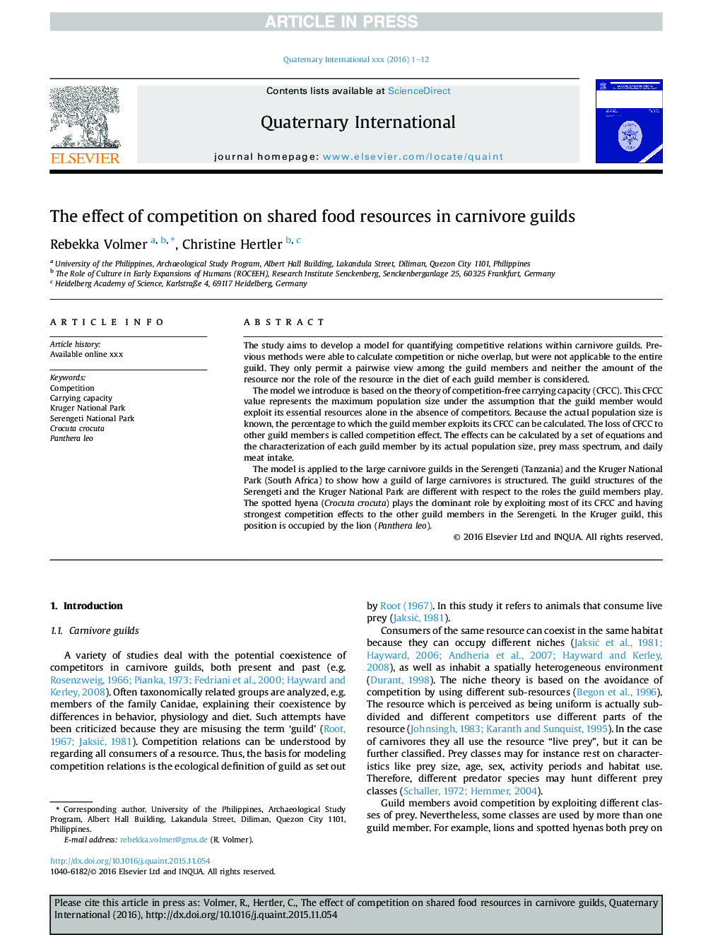 The effect of competition on shared food resources in carnivore guilds