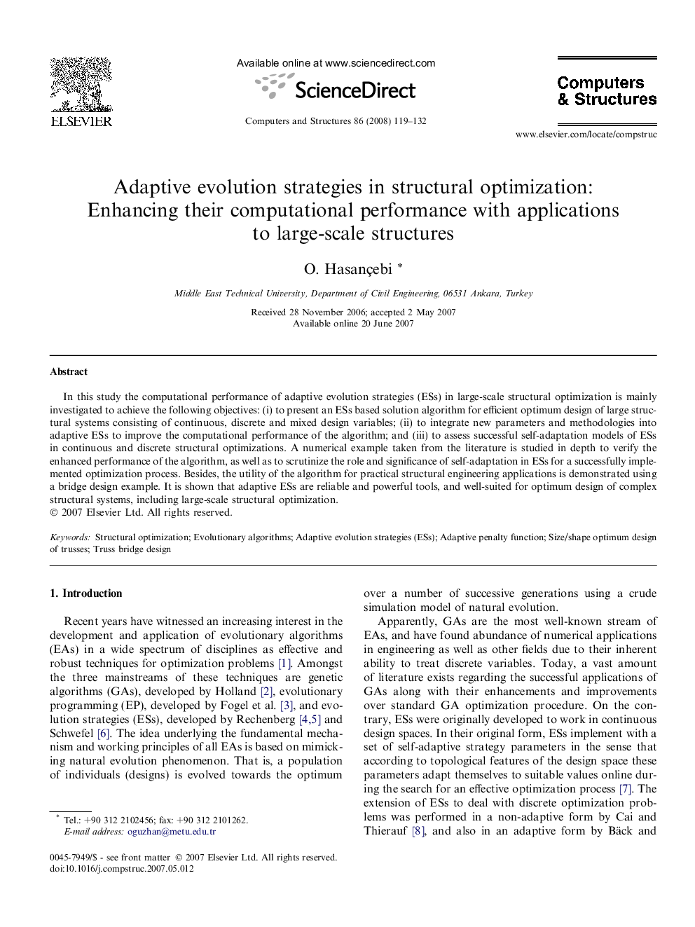 Adaptive evolution strategies in structural optimization: Enhancing their computational performance with applications to large-scale structures