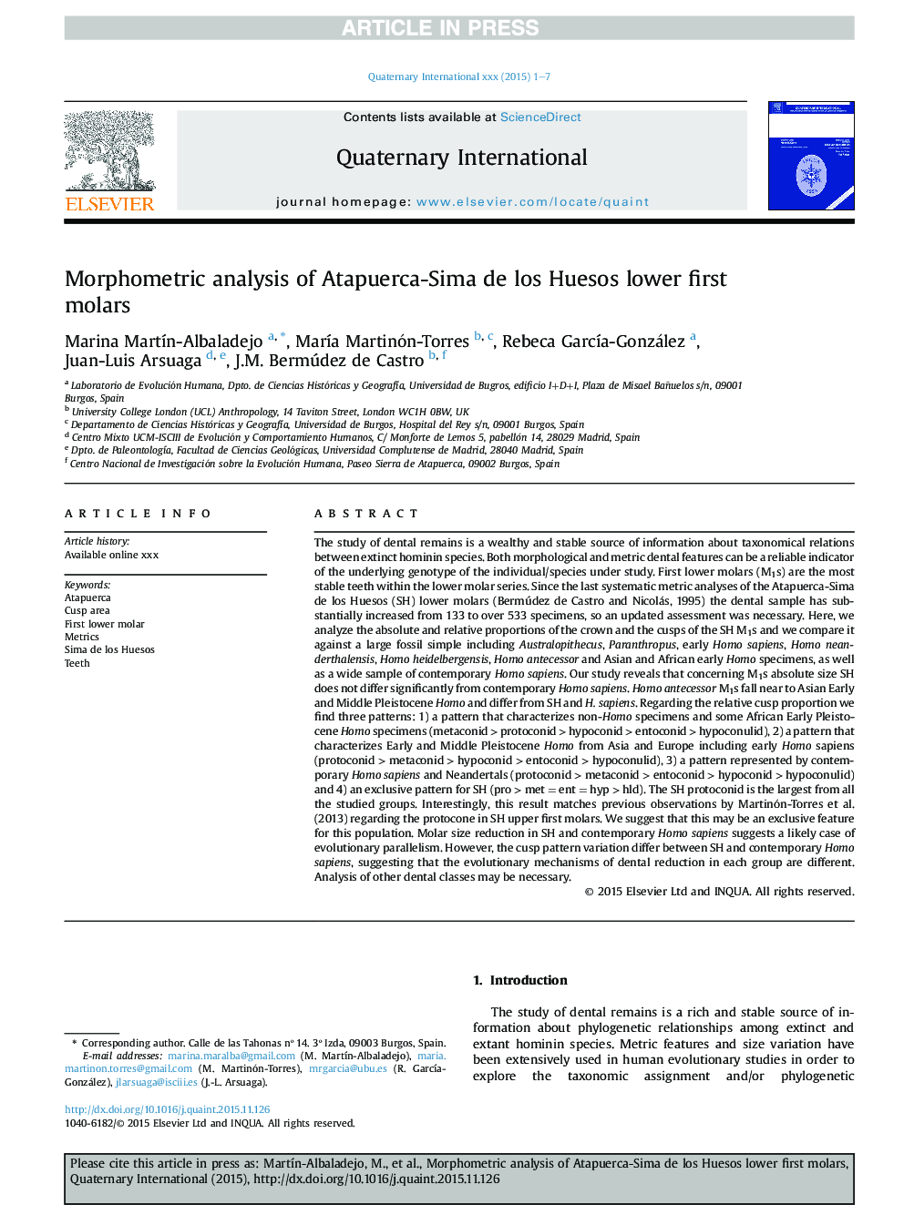 Morphometric analysis of Atapuerca-Sima de los Huesos lower first molars