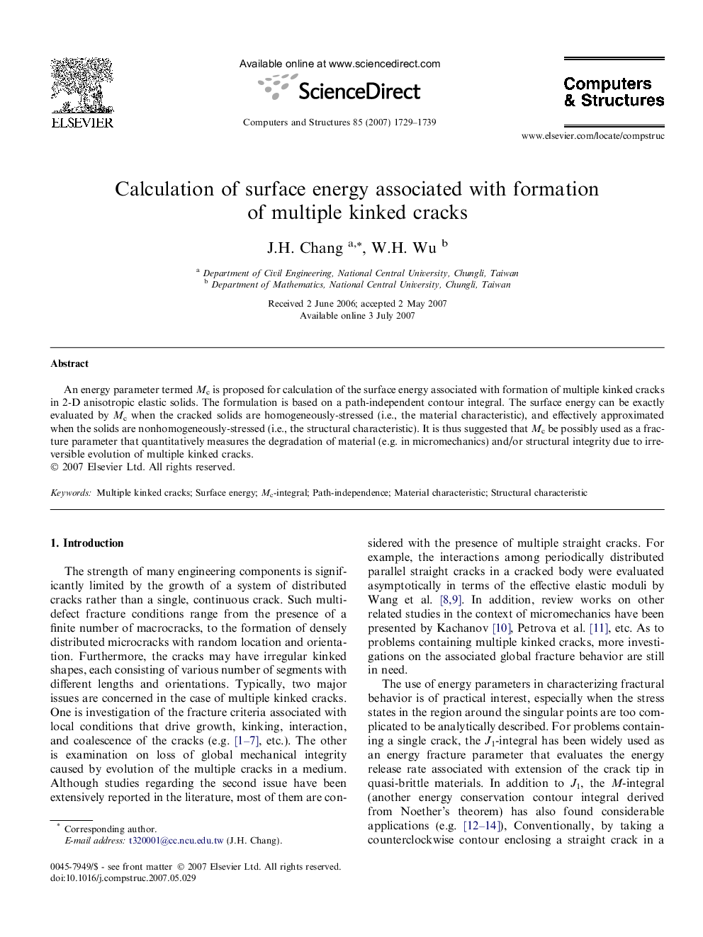 Calculation of surface energy associated with formation of multiple kinked cracks