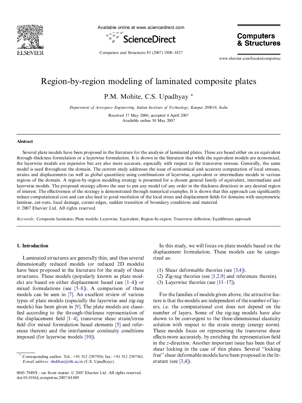 Region-by-region modeling of laminated composite plates