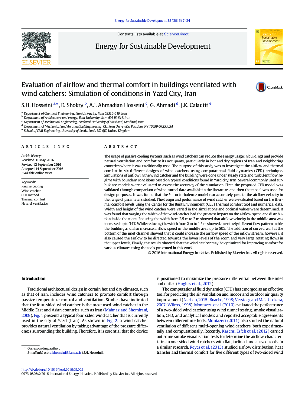 Evaluation of airflow and thermal comfort in buildings ventilated with wind catchers: Simulation of conditions in Yazd City, Iran