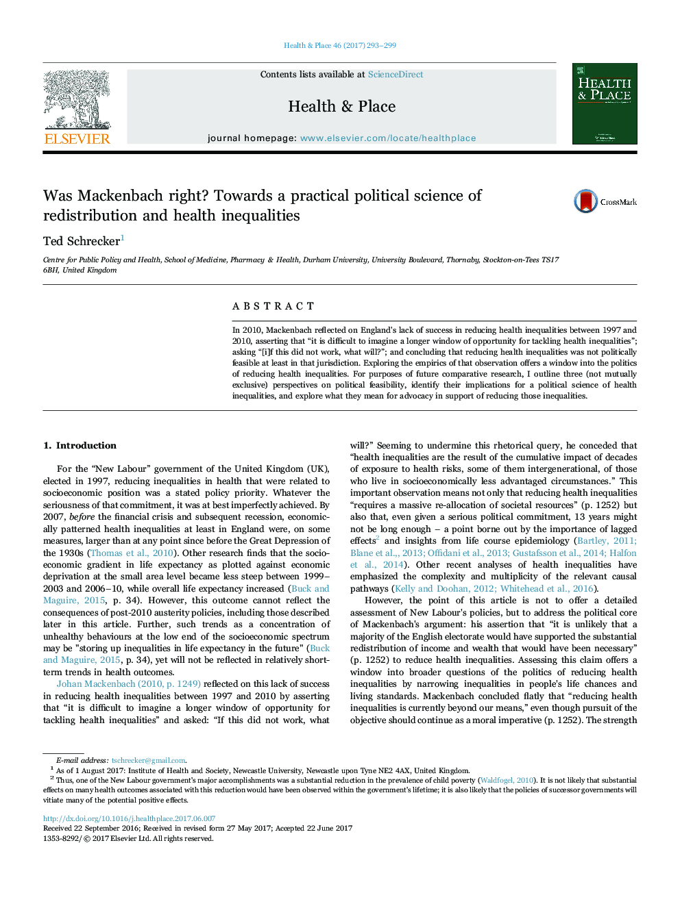 Was Mackenbach right? Towards a practical political science of redistribution and health inequalities