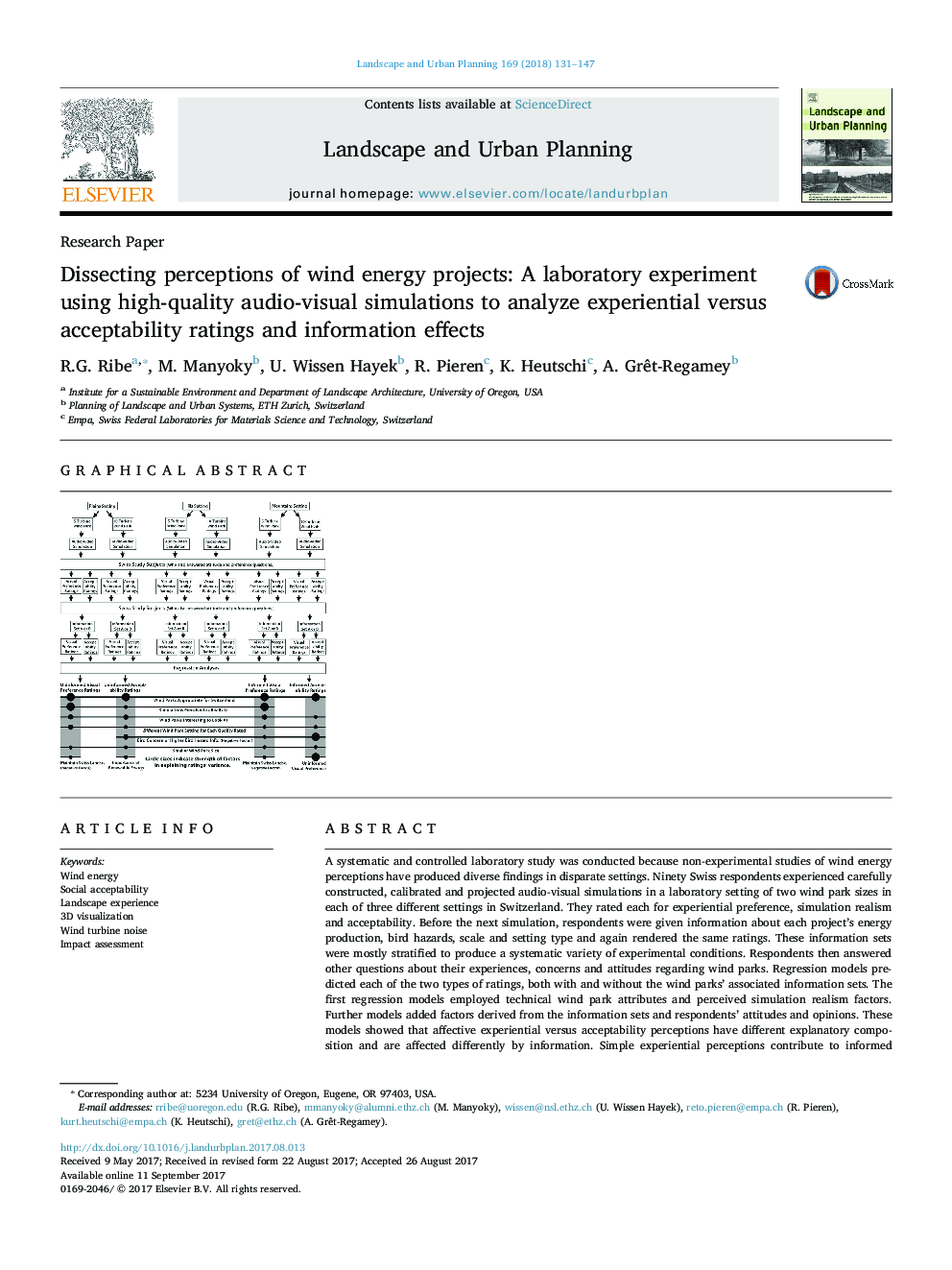 Dissecting perceptions of wind energy projects: A laboratory experiment using high-quality audio-visual simulations to analyze experiential versus acceptability ratings and information effects