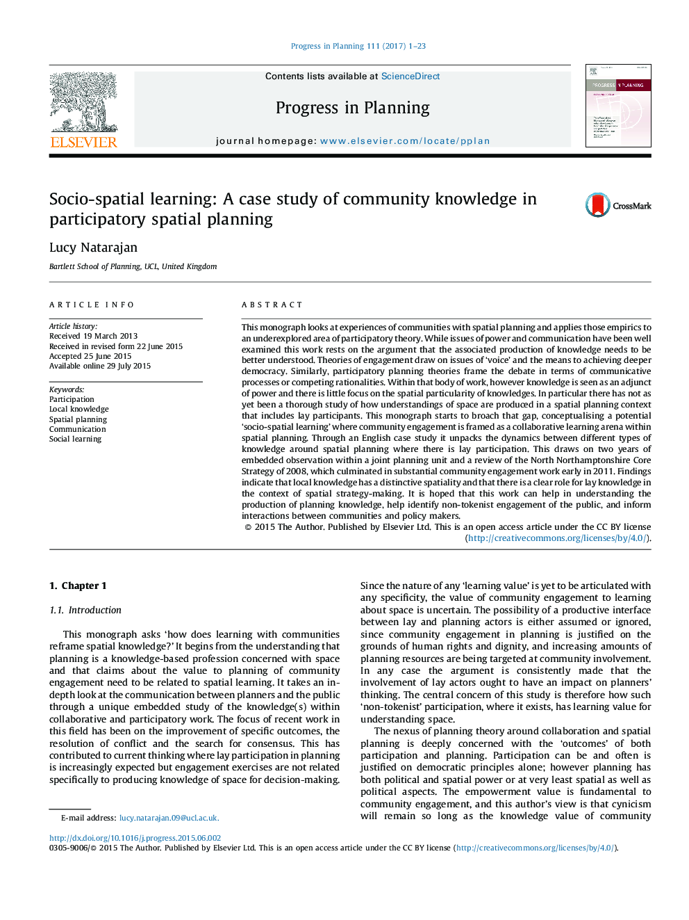 یادگیری اجتماعی و فضایی: مطالعه موردی دانش جامعه در برنامهریزی فضایی مشارکتی 