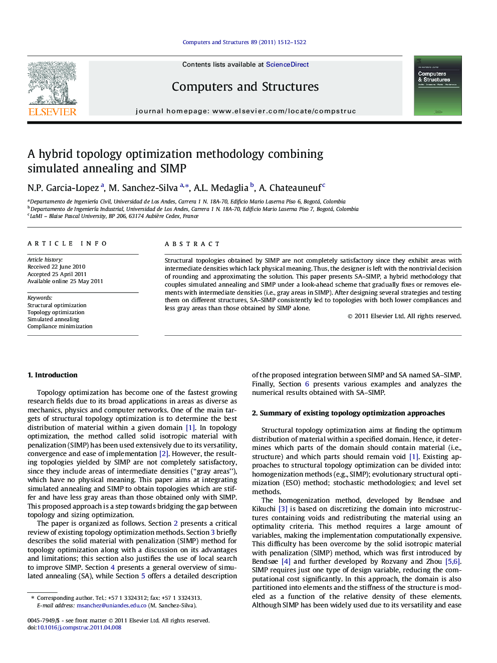 A hybrid topology optimization methodology combining simulated annealing and SIMP