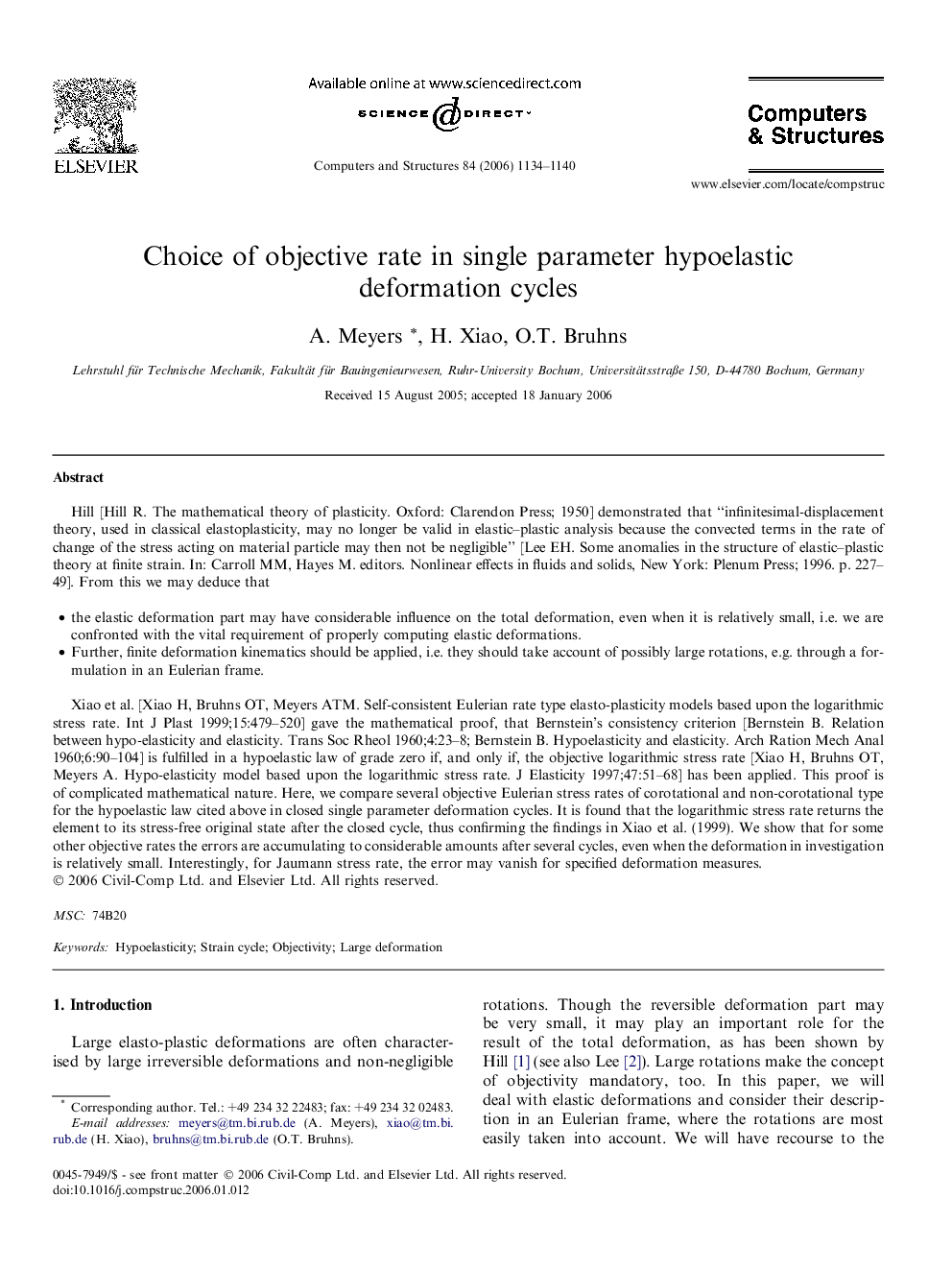 Choice of objective rate in single parameter hypoelastic deformation cycles