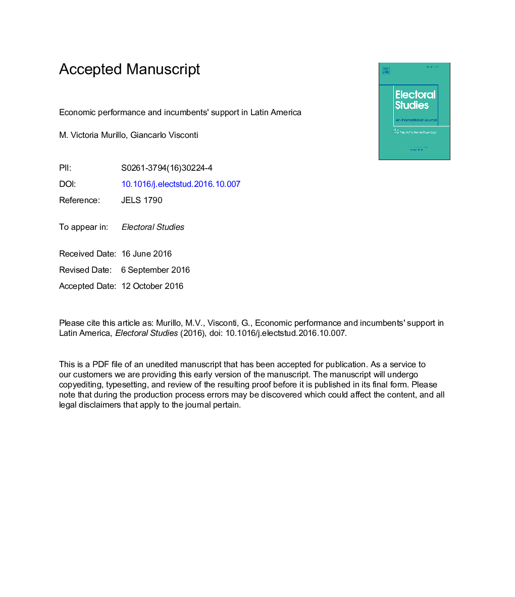 Economic performance and incumbents' support in Latin America