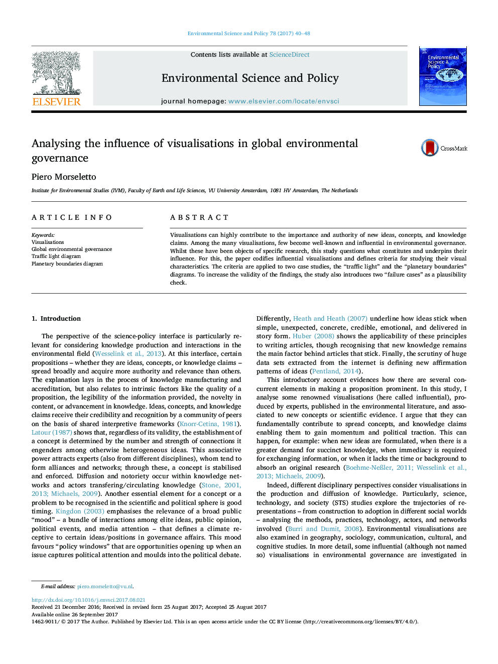 Analysing the influence of visualisations in global environmental governance