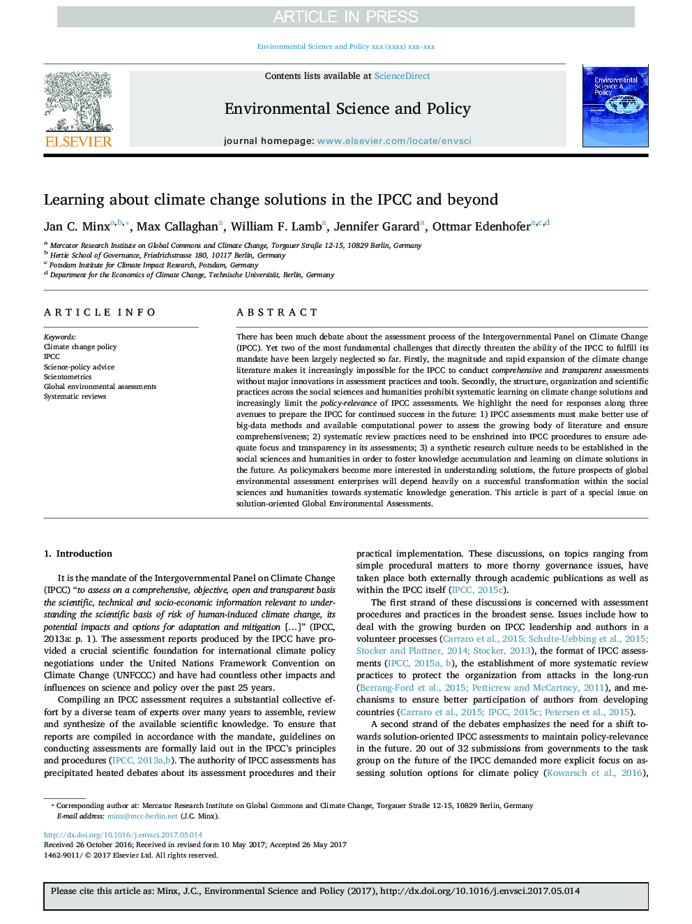 Learning about climate change solutions in the IPCC and beyond